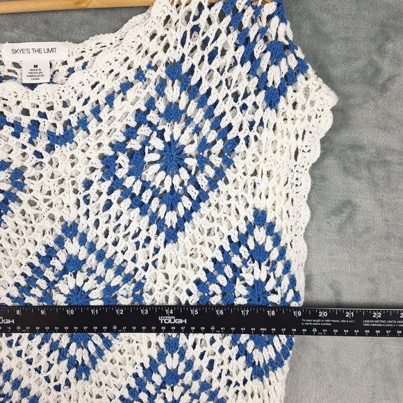 Womens Sweater Medium Boho Crochet Open Knit Grandma Square Cottagecore Sheer - Picture 3 of 7